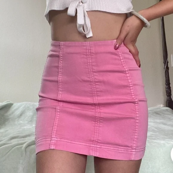Dark pink denim skirt clearance